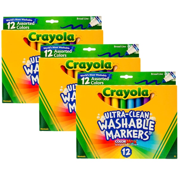Ultra-Clean Markers, Broad Line, Assorted Colors, PK36